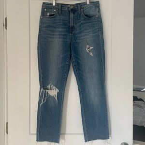Madewell Straight Leg Distressed Blue Jeans